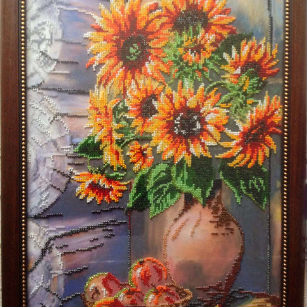 DIY Bead Embroidery Kit "Summer bouquet" 12.6"x17.7" / 32.0x45.0 cm