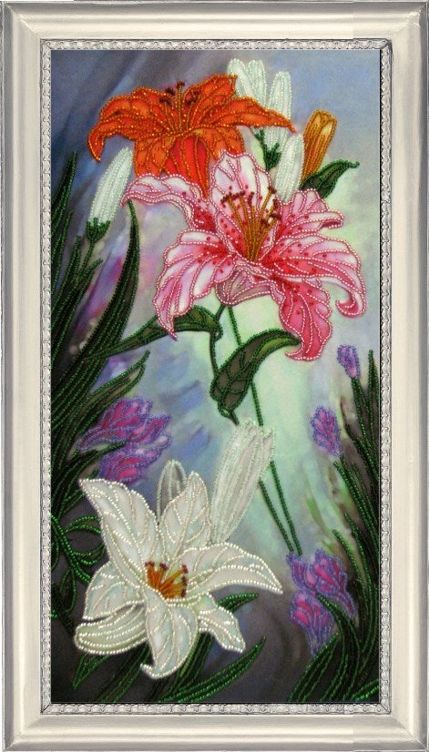 DIY Bead Embroidery Kit "Waltz of Flowers 2" 15.4"x7.5" / 39.0x19.0 cm