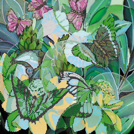 Canvas for bead embroidery "Emeralds of the tropics" 11.8"x11.8" / 30.0x30.0 cm