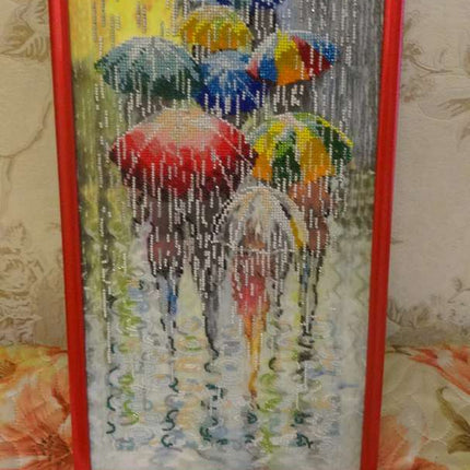 DIY Bead Embroidery Kit "Cheerful umbrellas" 7.9"x15.7" / 20.0x40.0 cm