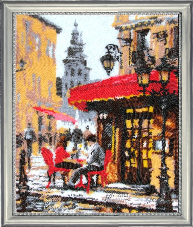 DIY Bead Embroidery Kit "Street Cafe" 13.0"x10.6" / 33.0x27.0 cm