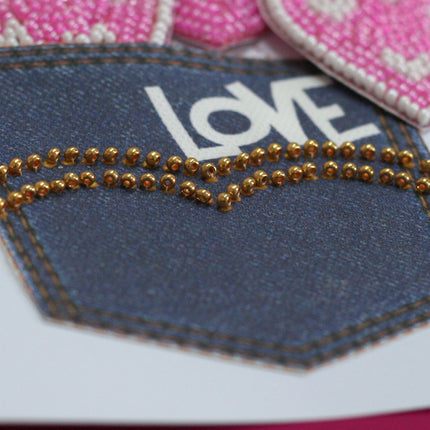 DIY kit postcard 3D for embroidery with beads "With an open heart" 5.8"x8.3" / 14.8x21.0 cm