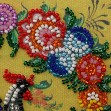 DIY Bead Embroidery Kit "Gorodets painting"  5.9"x5.9" / 15.0x15.0 cm
