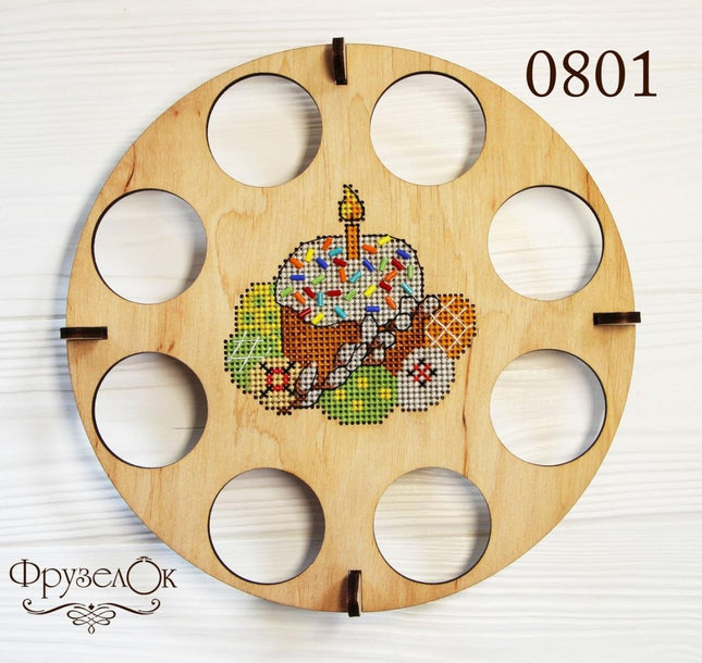 DIY Cross stitch kit on wood "Easter Time " 3.5x3.1 in / 9.0x8.0 cm