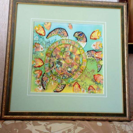 Canvas for bead embroidery "Sea turtle" 7.9"x7.9" / 20.0x20.0 cm