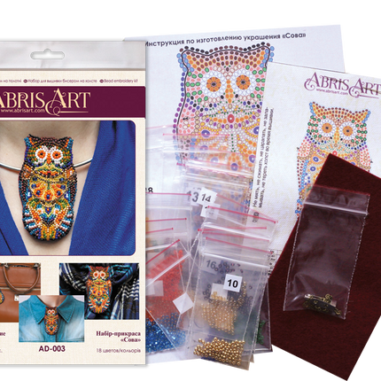 Beadwork kit for creating brooch "Owl"