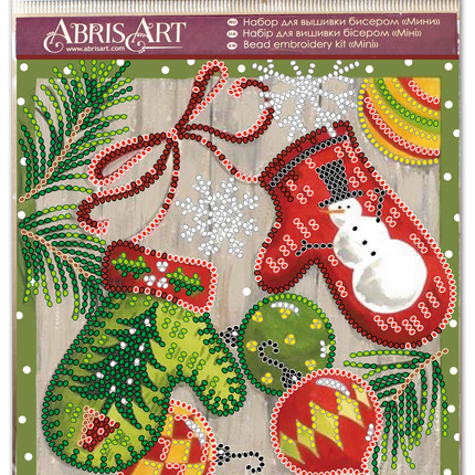 DIY Bead Embroidery Kit "Holiday trivia"  5.9"x5.9" / 15.0x15.0 cm