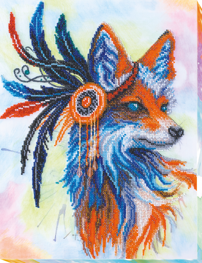 DIY Bead Embroidery Kit "Red fox" 11.8"x14.8" / 30.0x37.5 cm