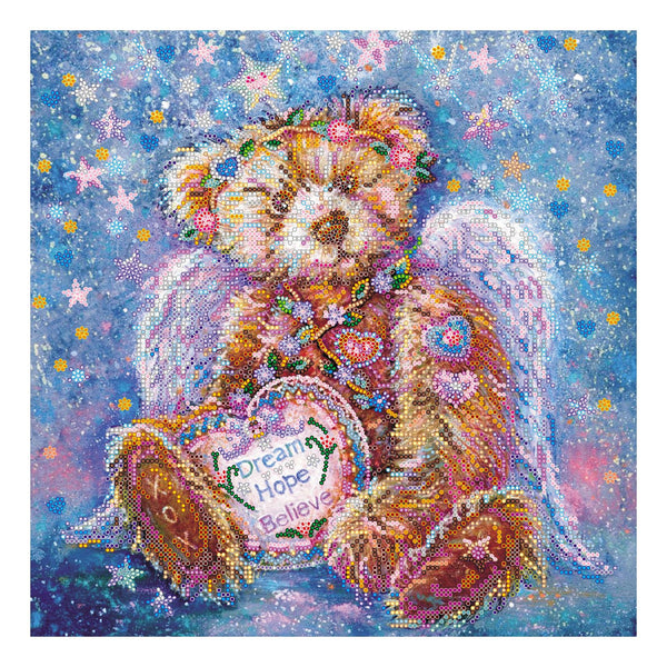 Canvas for bead embroidery "Teddy angel" 11.8"x11.8" / 30.0x30.0 cm