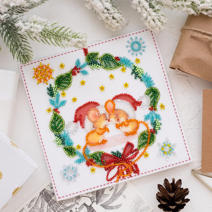 DIY Bead Embroidery Kit "Kisses"  5.9"x5.9" / 15.0x15.0 cm