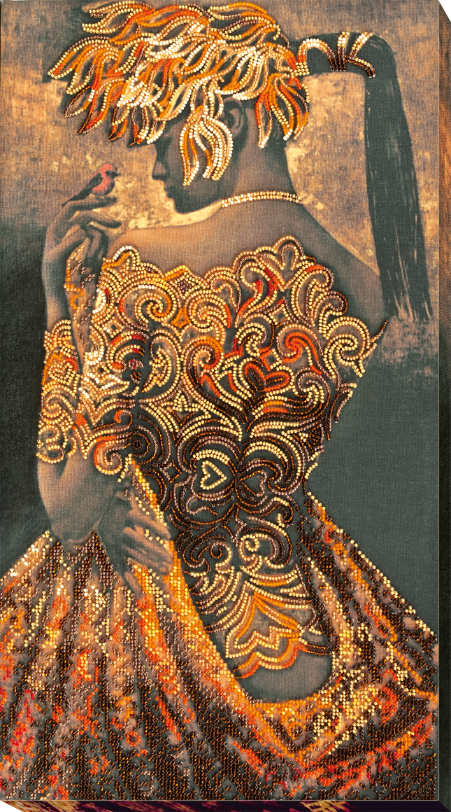 DIY Bead Embroidery Kit "Gold of the night" 10.6"x19.3" / 27.0x49.0 cm