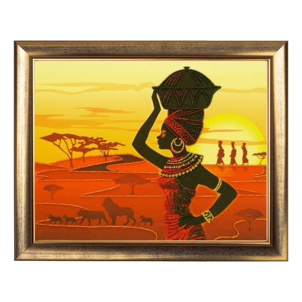 DIY Bead Embroidery Kit "African Woman" 10.6"x13.4" / 27.0x34.0 cm