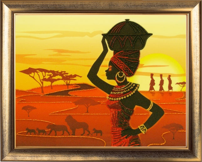 DIY Bead Embroidery Kit "African Woman" 10.6"x13.4" / 27.0x34.0 cm