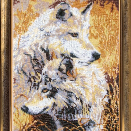 DIY Bead Embroidery Kit "Pair of Wolves" 13.4"x10.2" / 34.0x26.0 cm