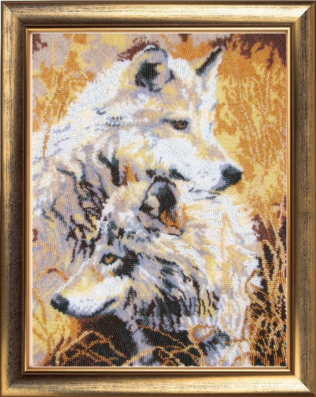DIY Bead Embroidery Kit "Pair of Wolves" 13.4"x10.2" / 34.0x26.0 cm