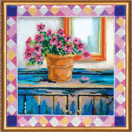 DIY Bead Embroidery Kit "s Azalea" 8.7"x8.7" / 22.0x22.0 cm