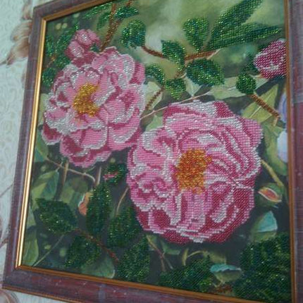 Canvas for bead embroidery "Climbing rose" 11.8"x11.8" / 30.0x30.0 cm