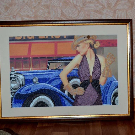 DIY Bead Embroidery Kit "Retro travel – 1" 18.1"x11.8" / 46.0x30.0 cm