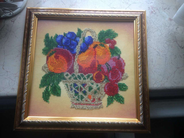 DIY Bead Embroidery Kit "Fruit" 10.0"x10.0" / 25.5x25.5 cm