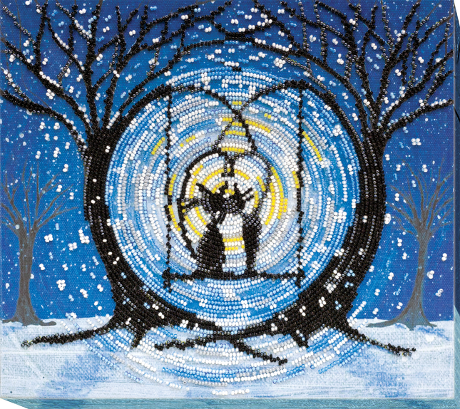 DIY Bead Embroidery Kit "Night rendezvous" 9.8"x8.7" / 25.0x22.0 cm