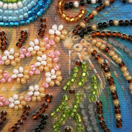 DIY Bead Embroidery Kit "Owl and bow"  5.9"x5.9" / 15.0x15.0 cm