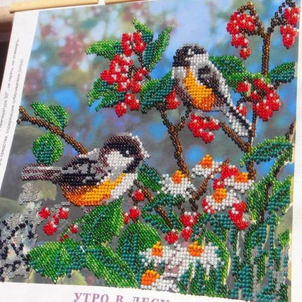 Canvas for bead embroidery "Morning Forest" 7.9"x7.9" / 20.0x20.0 cm