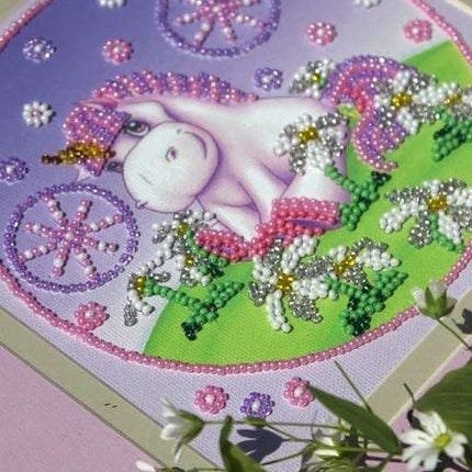 DIY Bead Embroidery Kit "Pony"  5.9"x5.9" / 15.0x15.0 cm