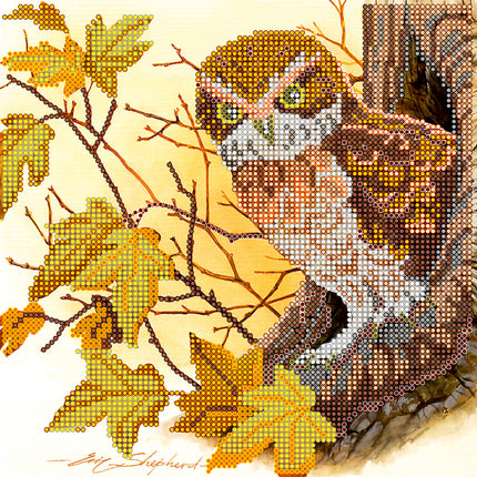 Canvas for bead embroidery "Wood fairy tale" 7.9"x7.9" / 20.0x20.0 cm