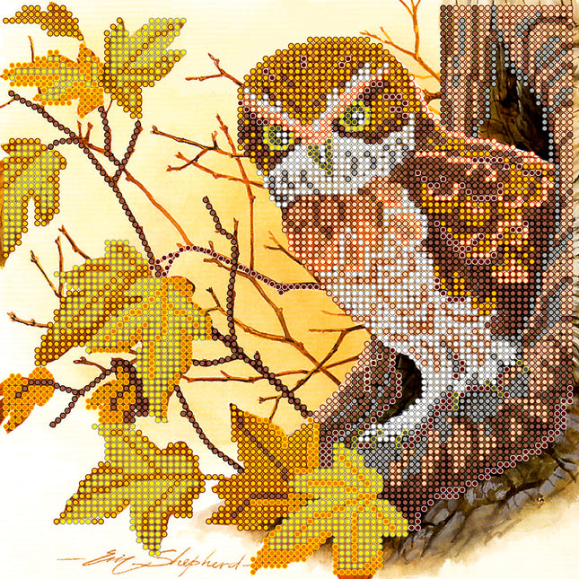 Canvas for bead embroidery "Wood fairy tale" 7.9"x7.9" / 20.0x20.0 cm