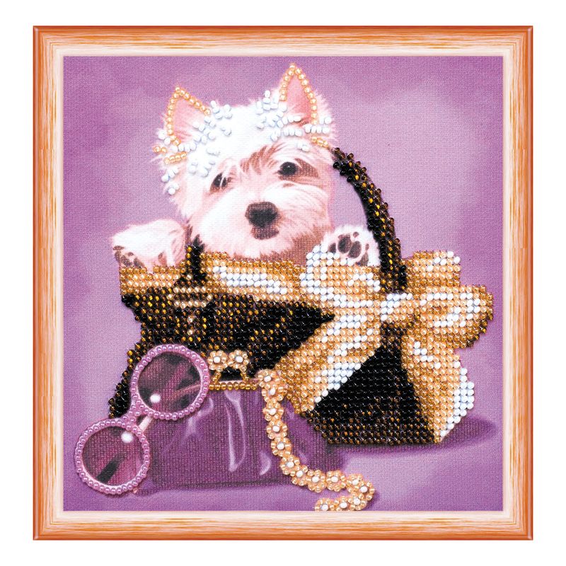 DIY Bead Embroidery Kit "Little friend"  5.9"x5.9" / 15.0x15.0 cm