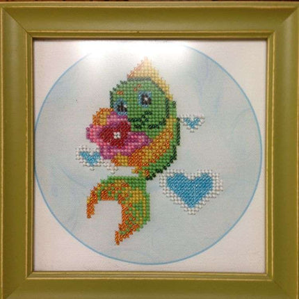 DIY Bead Embroidery Kit "Small fish"  5.5"x5.5" / 14.0x14.0 cm