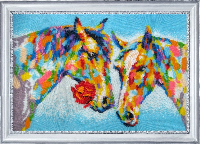 DIY Bead Embroidery Kit "Rainbow Date" 9.8"x14.6" / 25.0x37.0 cm
