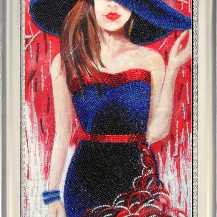 DIY Bead Embroidery Kit "Lady in a Hat (after O. Darchuk)" 15.7"x7.9" / 40.0x20.0 cm