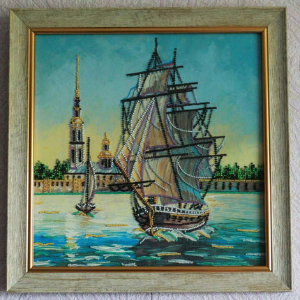 Canvas for bead embroidery "Frigate" 11.8"x11.8" / 30.0x30.0 cm