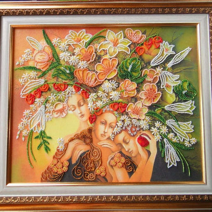 DIY Bead Embroidery Kit "Goddess of flowers" 14.6"x12.0" / 37.0x30.5 cm