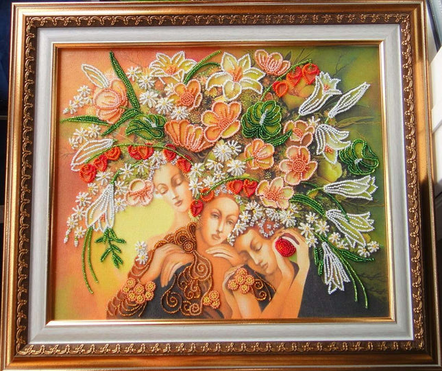 DIY Bead Embroidery Kit "Goddess of flowers" 14.6"x12.0" / 37.0x30.5 cm