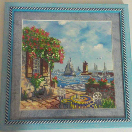 Canvas for bead embroidery "On Shore" 7.9"x7.9" / 20.0x20.0 cm