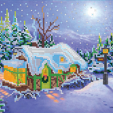 Canvas for bead embroidery "Christmas" 7.9"x7.1" / 20.0x18.0 cm