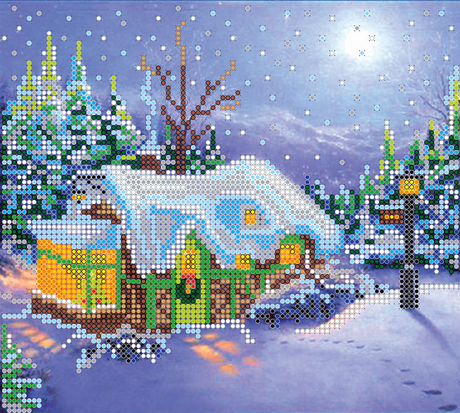 Canvas for bead embroidery "Christmas" 7.9"x7.1" / 20.0x18.0 cm