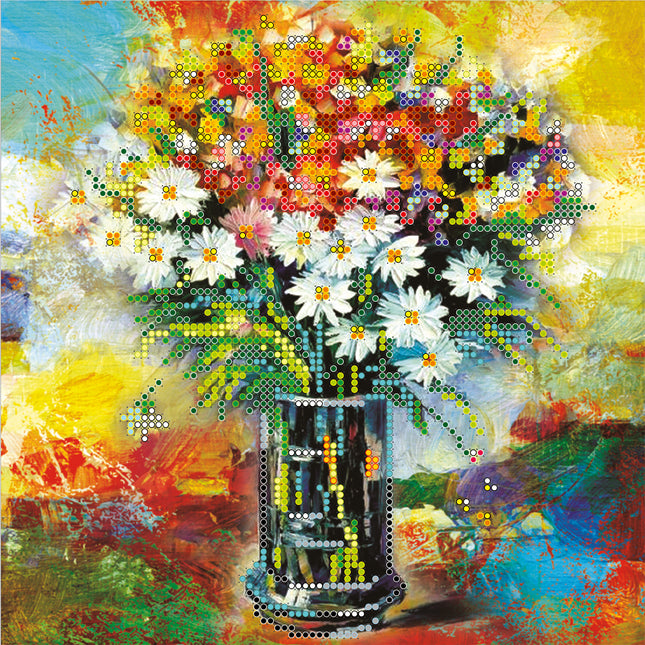 Canvas for bead embroidery "Floral Cocktail" 7.9"x7.9" / 20.0x20.0 cm