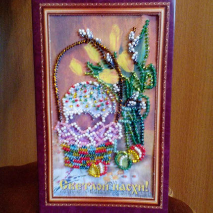 DIY Bead embroidery postcard kit "Easter – 9"