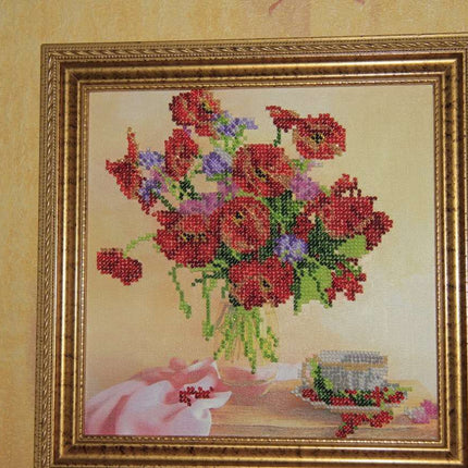 Canvas for bead embroidery "Morning Tea" 7.9"x7.9" / 20.0x20.0 cm