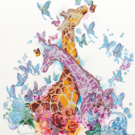 Canvas for bead embroidery "Spotty giraffes" 11.8"x11.8" / 30.0x30.0 cm