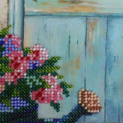 DIY Bead Embroidery Kit "s Hydrangea meets" 8.7"x8.7" / 22.0x22.0 cm