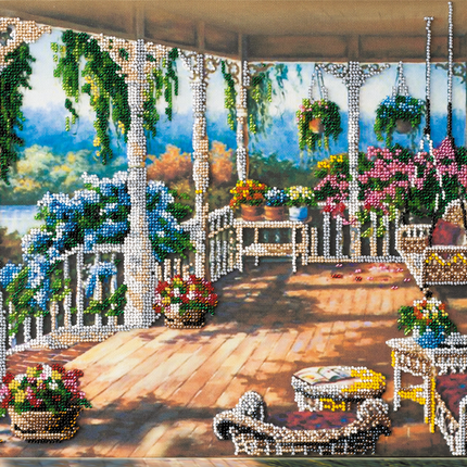 DIY Bead Embroidery Kit "Terrace" 18.9"x11.8" / 48.0x30.0 cm
