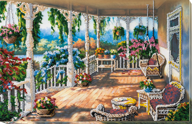 DIY Bead Embroidery Kit "Terrace" 18.9"x11.8" / 48.0x30.0 cm
