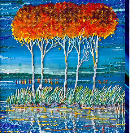 DIY Bead Embroidery Kit "Fire in sky blue - 3" 13.4"x17.7" / 34.0x45.0 cm