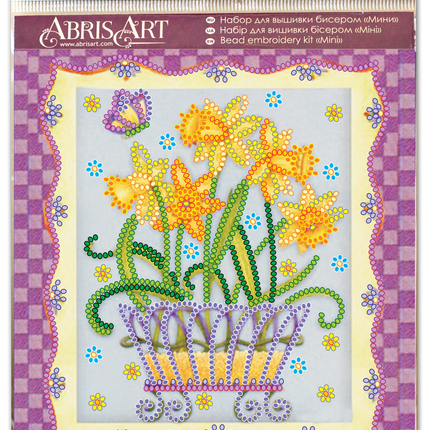 DIY Bead Embroidery Kit "Blooming daffodils"  5.9"x5.9" / 15.0x15.0 cm