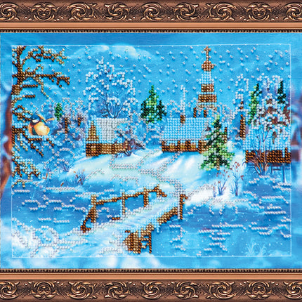 DIY Bead Embroidery Kit "Country evenings" 9.8"x7.9" / 25.0x20.0 cm
