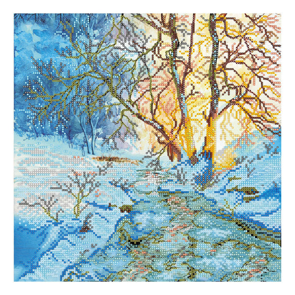 Canvas for bead embroidery "Thaw" 11.8"x11.8" / 30.0x30.0 cm
